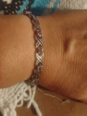 Vintage Bracelet in Silver with Light Purple Stones - Vintage